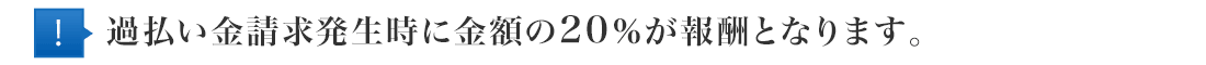 過払い金請求発生時に金額の20%が報酬となります。