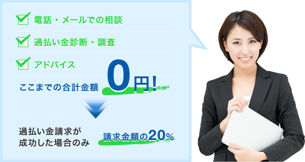 【電話・メールでの相談】【過払い金診断・調査】【アドバイス】ここまでの合計金額0円!→過払い金請求が成功した場合のみ請求金額の20%